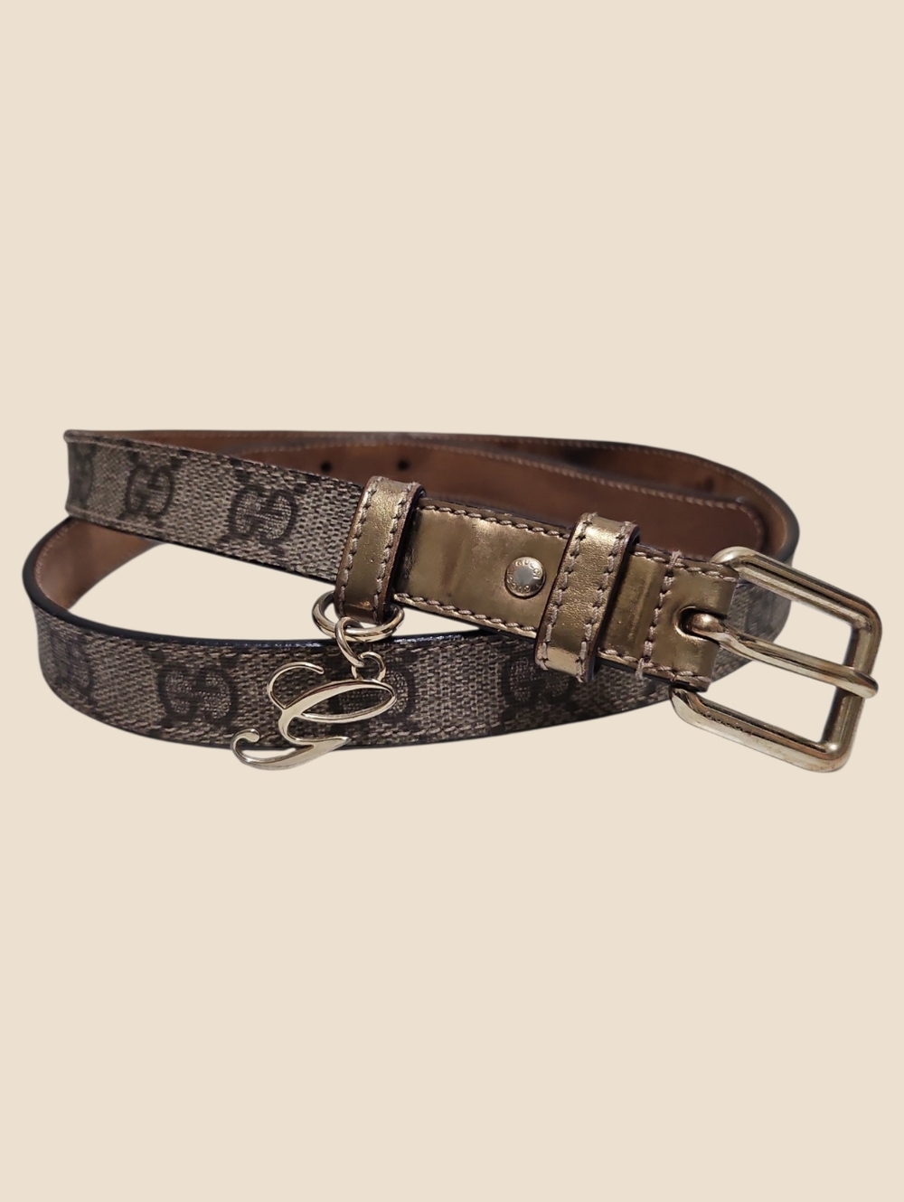 Vintage Gucci GG Supreme Monogram Charm Belt